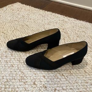 Talbots Una Fabric Black Pumps with Block Heels ( Sz 6M)